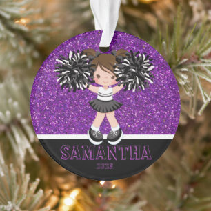 Personalised Purple & Black Cheerleading Ornament