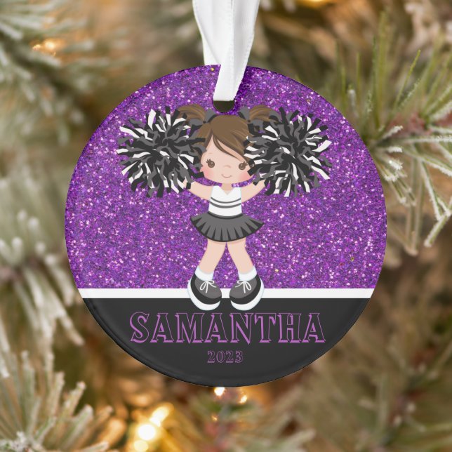 Personalised Purple & Black Cheerleading Ornament  (Tree)