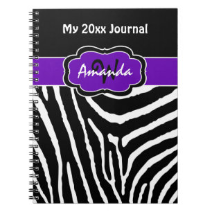 Personalised Purple Black White Zebra Journal 2