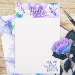 Personalised Purple & Blue Dragonfly Stationary<br><div class="desc">Surprise someone special with their own personalised stationary. Blue and purple watercolor orchids are beautiful with whimsical dragonflies. Easily customise with your own name and salutation. Versatile for budget party invitations and perfect for purple, lilac, or lavender colour palettes. Write letters with your own personalised dragonfly design and pre-printed name....</div>