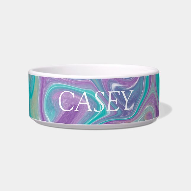 Personalised Purple, Blue, Gold and Teal Bowl (Front)