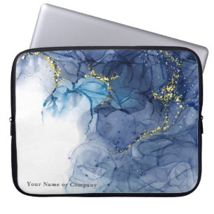 Personalised Purple/Blue Marble Ink Laptop Case