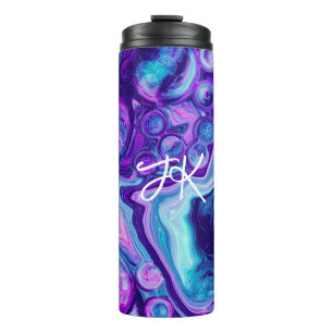 Personalised Purple, Blue, Pink Marble Bokeh Thermal Tumbler