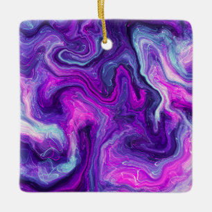 Personalised Purple, Blue, Pink Marble Fluid Art Ceramic Ornament