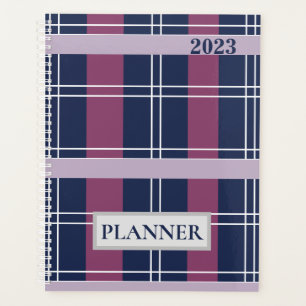 Personalised Purple Blue Tartan Plaid 2023 Planner