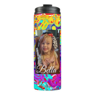 Personalised Purple, Blue, Yellow Photo Thermal Tumbler