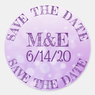 Personalised Purple Bokeh Wedding Stickers