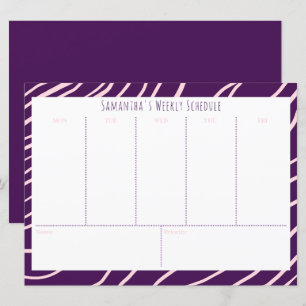Personalised Purple Budget Weekly Schedule