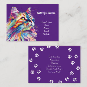 Personalised Purple Business Card For Cattery