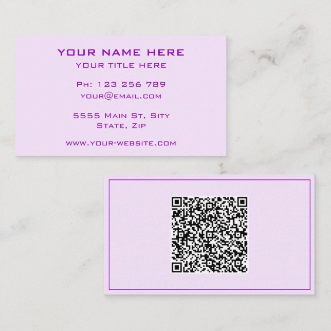Personalised Purple Business Cards with QR Code (Front/Back)