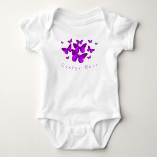 Personalised Purple Butterflies Baby Bodysuit