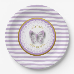 Personalised Purple Butterfly Baby Shower Plates