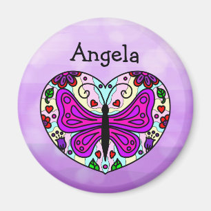 Personalised Purple Butterfly Heart Mandala      Magnet