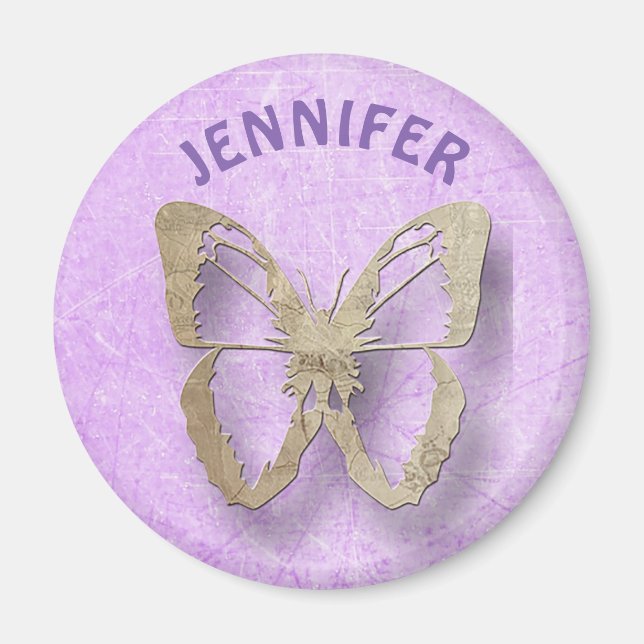 Personalised Purple Butterfly Refrigerator Magnet (Front)
