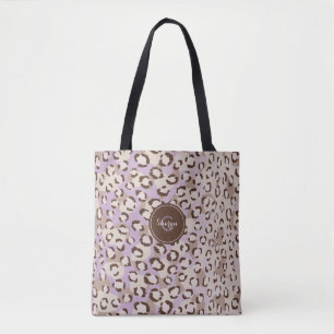Personalised Purple Cheetah Print Animal Pattern Tote Bag