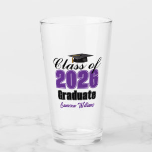 Personalised Purple Class of 2026 Graduation Party Glass