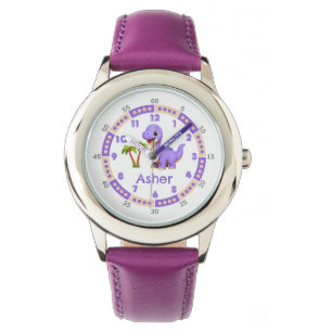 Personalised Purple Cute Dinosaur Time-Teaching  Watch
