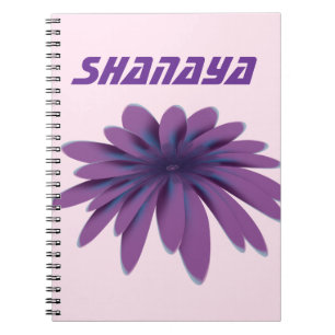 Personalised Purple Daisy Flower Illustration Notebook