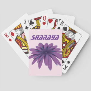 Personalised Purple Daisy Flower Illustration Playing Cards