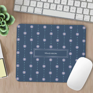Personalised Purple Daisy Geometric Pattern Mouse Mat