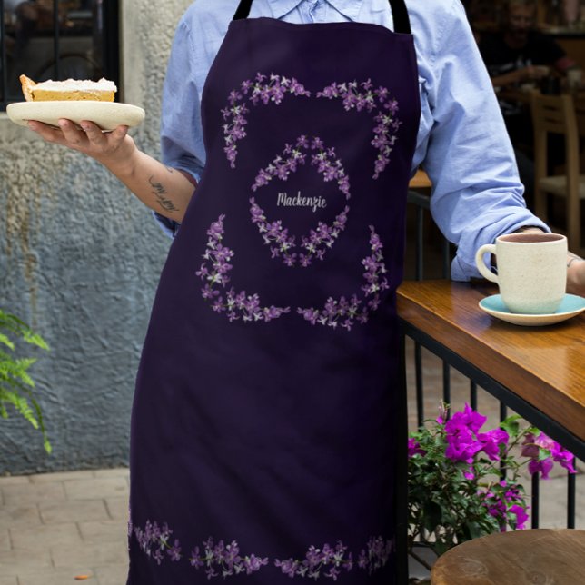 Personalised Purple Dendrobium Orchids Motif Apron (Creator Uploaded)