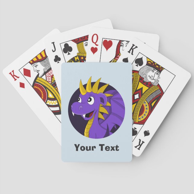Personalised Purple dragon cartoon Playing Cards (Back)