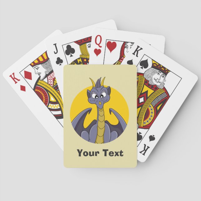 Personalised Purple dragon cartoon Playing Cards (Back)