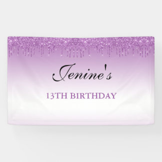 Personalised Purple Dripping Glitter Birthday Bann Banner