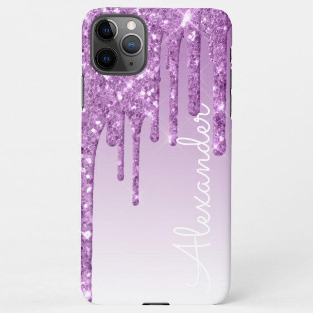 Personalised Purple Dripping Glitter BUDGET iPhone Case (Back)
