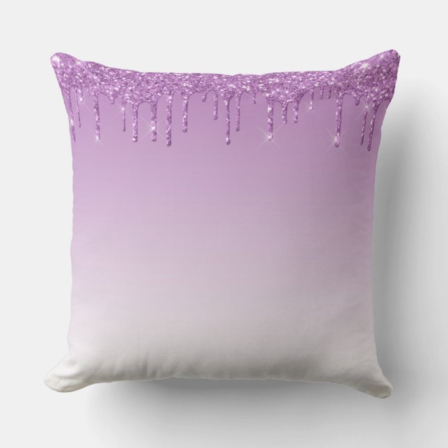 Personalised Purple Dripping Glitter Cushion (Front)