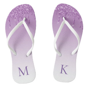 Personalised Purple Dripping Glitter Flip Flops