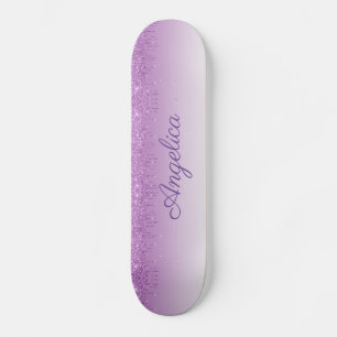 Personalised Purple Dripping Glitter Skateboard