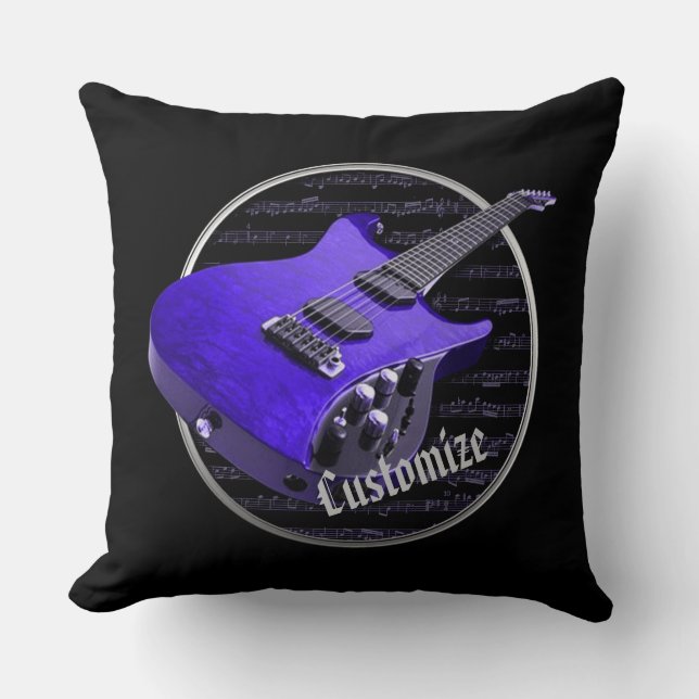 Personalised Purple Electric Guitar Cushion (Front)
