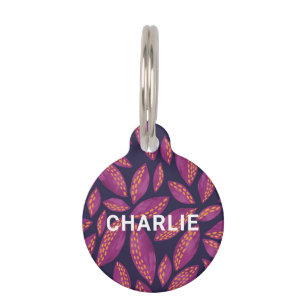 Personalised Purple Fall Autumnn Leaves Named Pet Tag