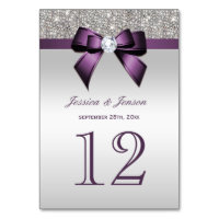 Personalised Purple Faux Bow Silver Sequins