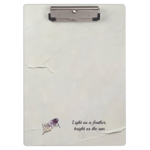 Personalised Purple Feather Custom Name Monogram Clipboard