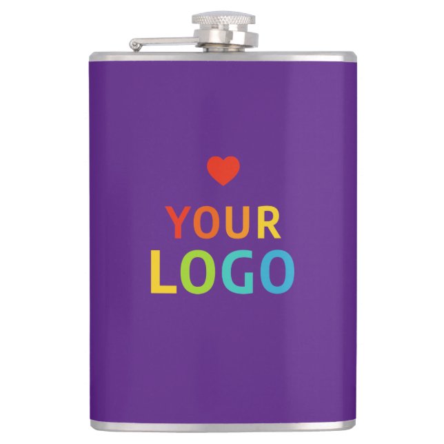 Personalised  Purple Flasks with Business Logo (Front)