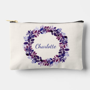 Personalised Purple Floral Bridal Party Favour Accessory Pouch