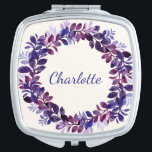 Personalised Purple Floral Bridal Party Favour Compact Mirror<br><div class="desc">Personalised Purple Floral Wreath Bridal Party Favour Compact Mirror</div>