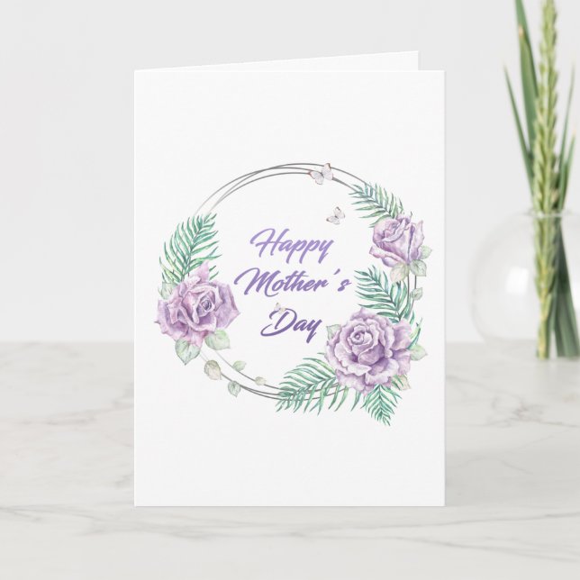 Personalised Purple Floral Happy Mother's Day Card (Front)
