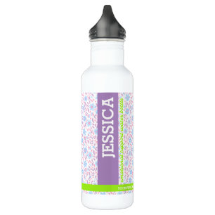 Personalised Purple Floral Name & Monogram 710 Ml Water Bottle