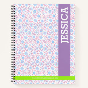 Personalised Purple Floral Name & Monogram Notebook