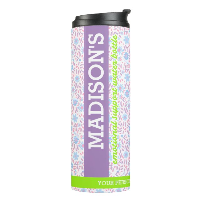 Personalised Purple Floral Name & Monogram Thermal Tumbler (Rotated Left)