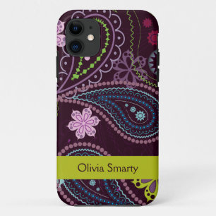 Personalised purple floral paisley iphone 5 case