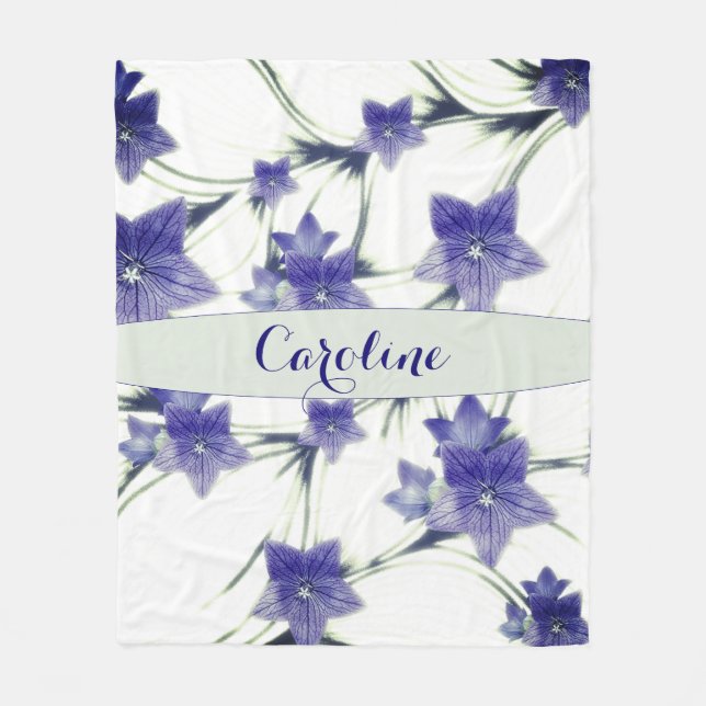 Personalised Purple Floral Vine Botanical Fleece Blanket (Front)