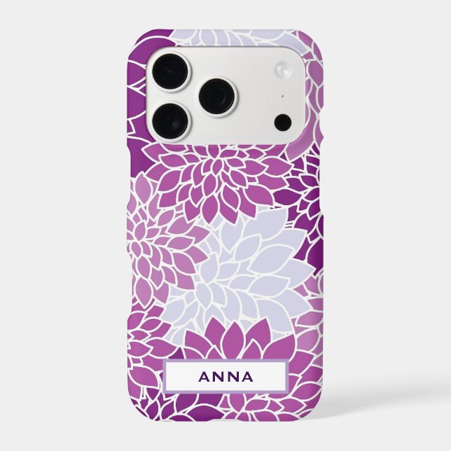 Personalised Purple Flower Pattern iPhone Case (Back)