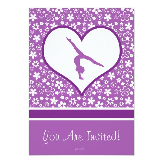 Personalised Purple Flowers Pattern Gymnastics Card