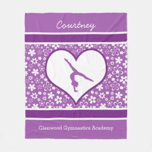 Personalised Purple Flowers Pattern Gymnastics Fleece Blanket