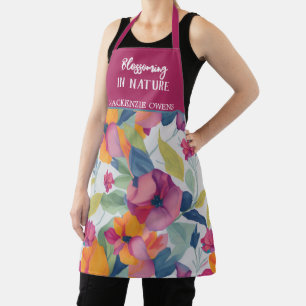Personalised Purple Flowers Patterns Ladies' Apron