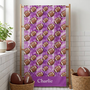 Personalised Purple Football Kids Beach Towel